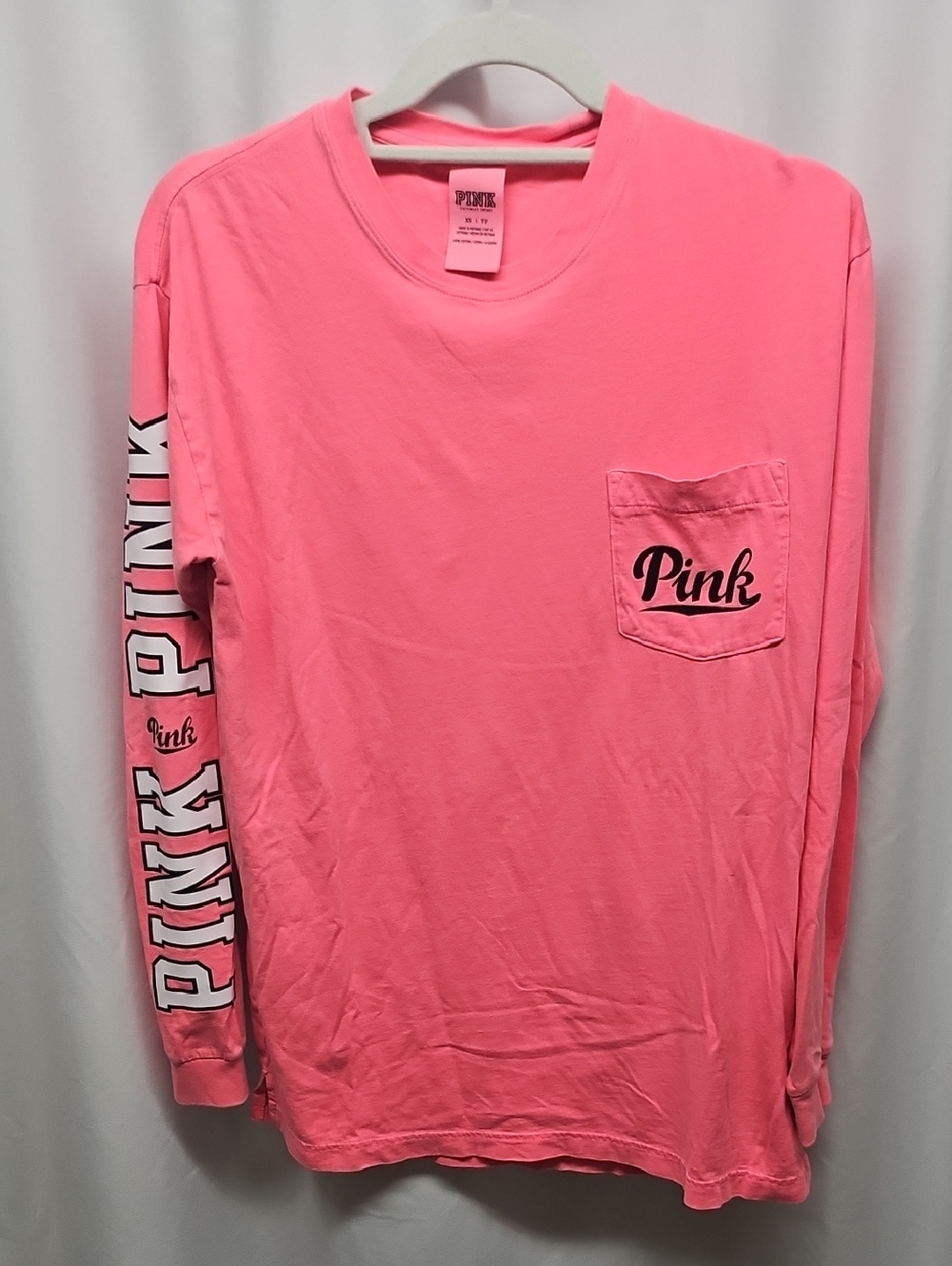 PINK Victoria's Secret Long Sleeve Oversized Pocket Tee in Bubblegum Pink